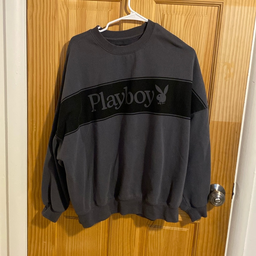 Grey and black playboy sweatshirt